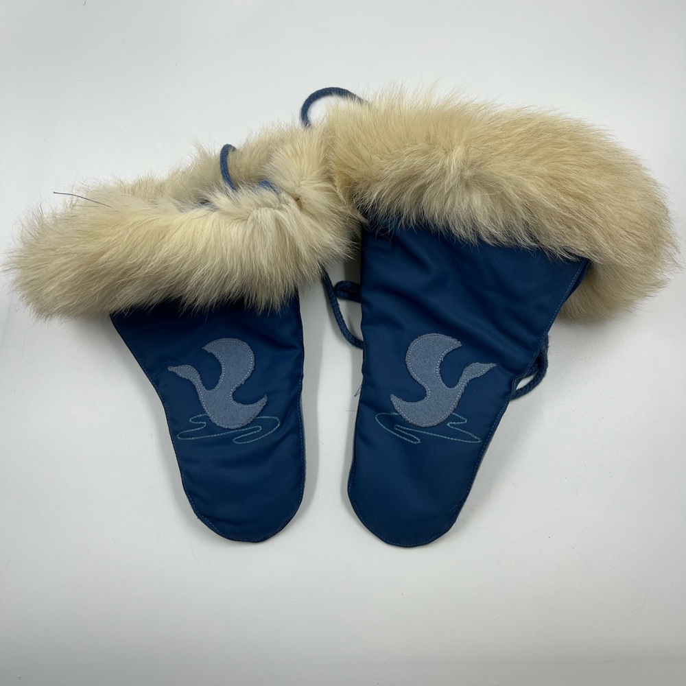 Mitts With Cord Fur Trim